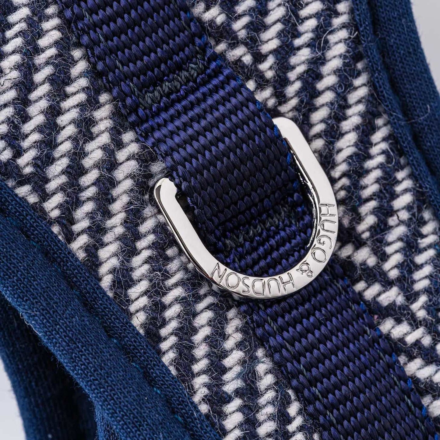 Navy Herringbone Tweed Dog Harness
