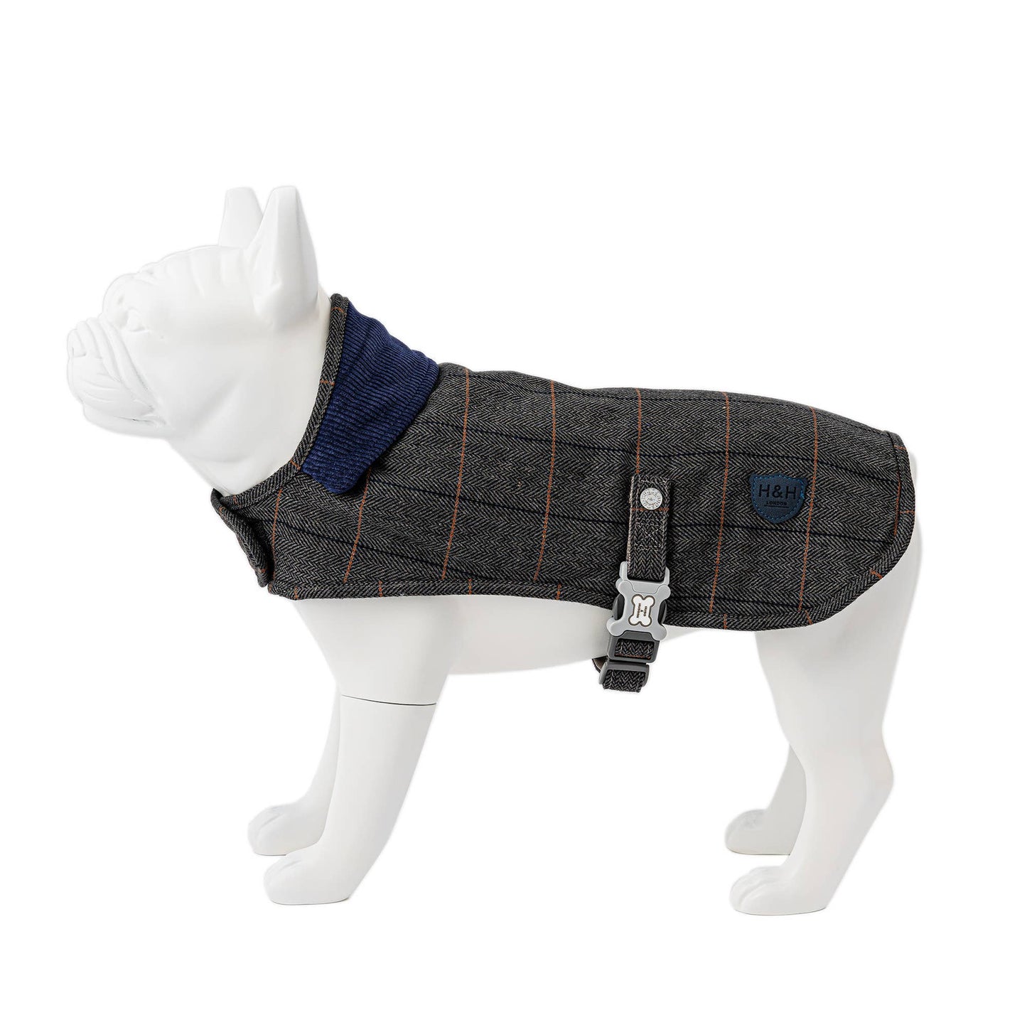Hugo and Hudson Grey & Navy Checked Tweed Dog Coat Jacket
