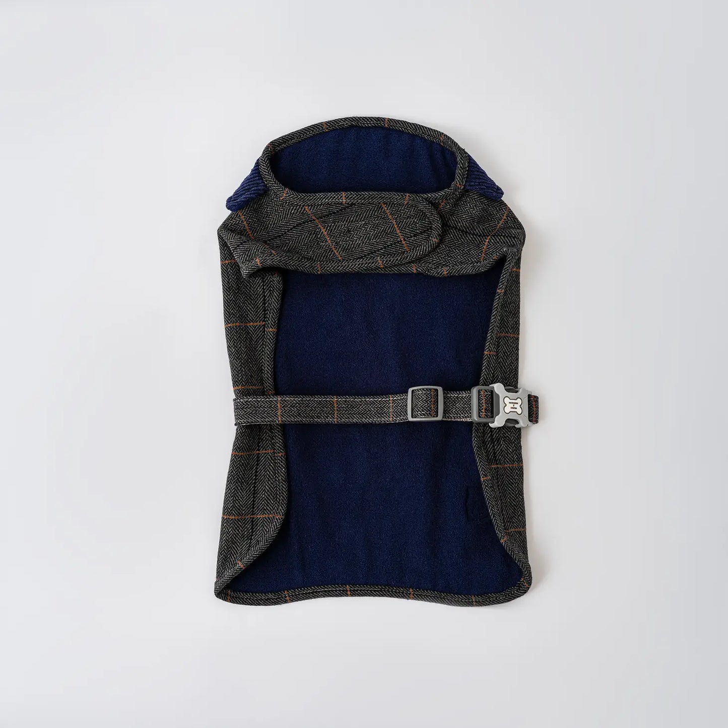 Hugo and Hudson Grey & Navy Checked Tweed Dog Coat Jacket