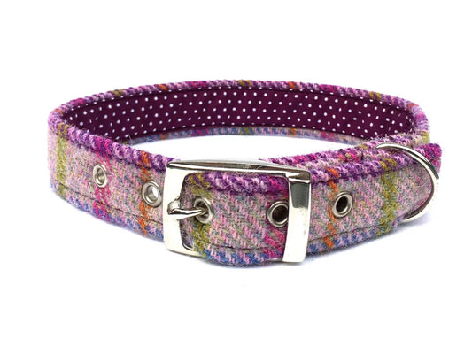 Plum Checked Harris Tweed Collar